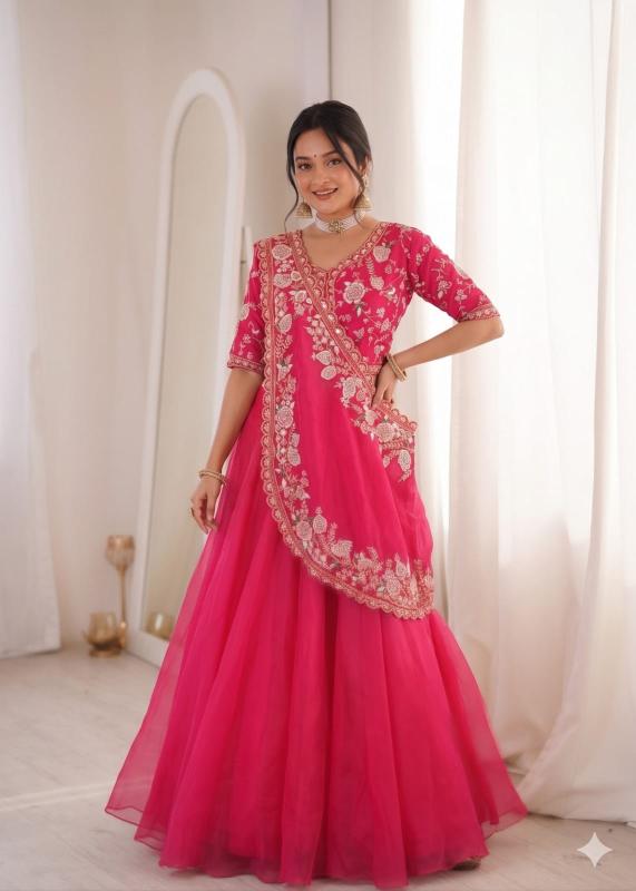 HB 191 Crunshi Pink Lehenga choli exporters in Surat
